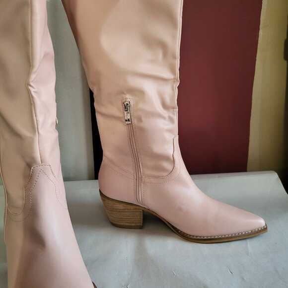 NWT POWDER PINK KNEE HIGH WESTERN COWBOY BOOTS SZ 8.5 - Picture 3 of 9
